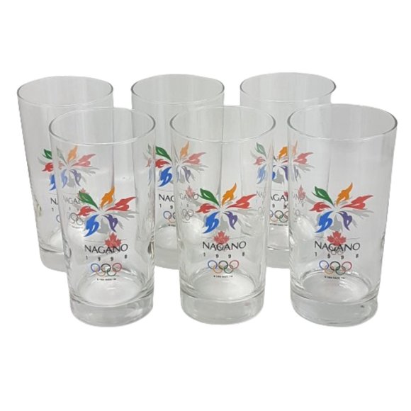 Set of 6 1998 Nagano Olympics Vintage Collectible Drinking Glasses Japan Olympic - Picture 1 of 16